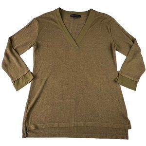 Sanctuary Womens Knit Sweater Top Size Small V-Neck‎ 3/4 Sleeve Olive Green